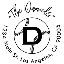 Baseball Outline Letter D Monogram Stamp Sample